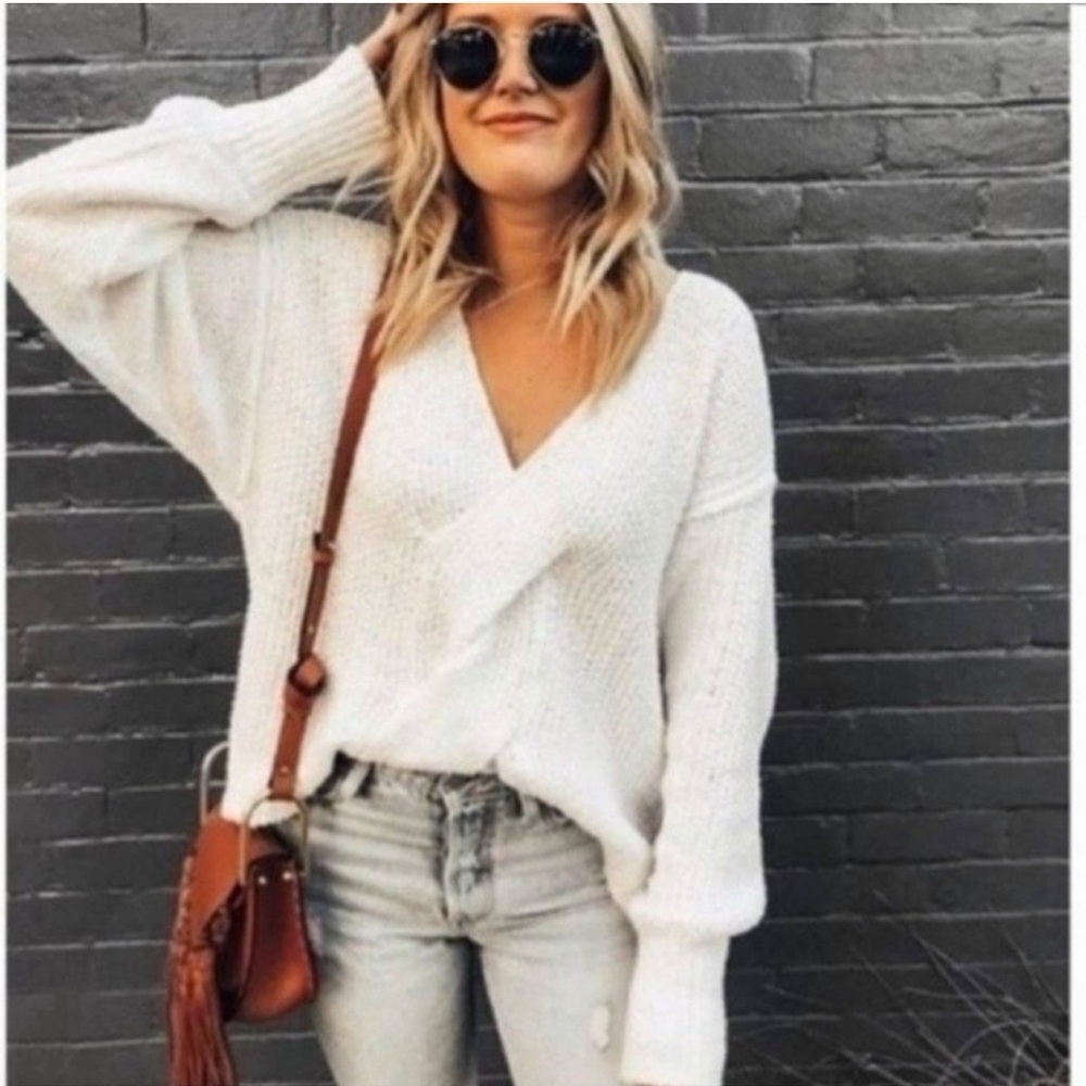 Free People Coco V-Neck Sweater Slouchy Long Sleeve XS - Picture 2 of 5